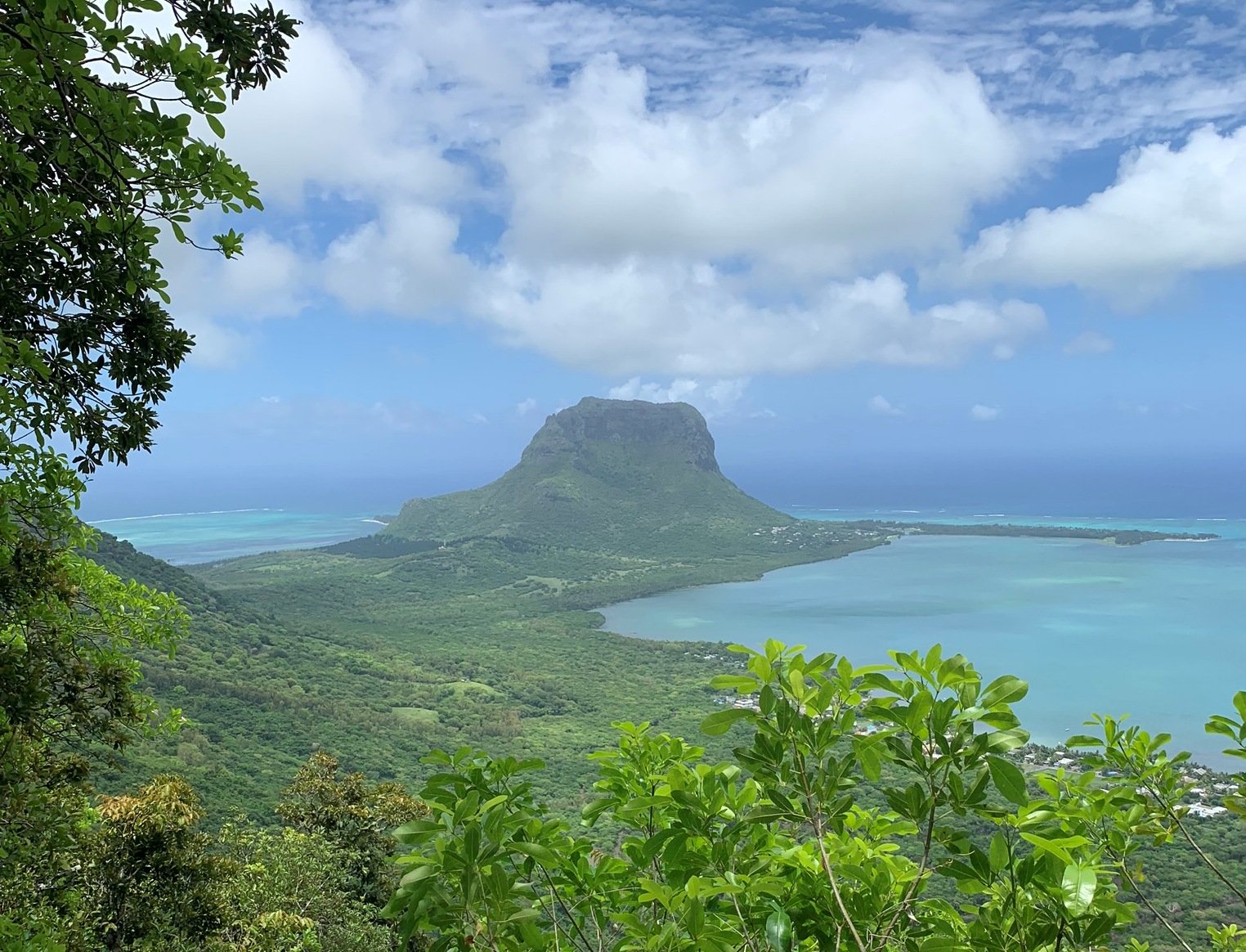 View towards Le Morne Brabant from the hills above Chamarel