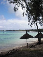 Mont Choisy Beach sun umbrellas